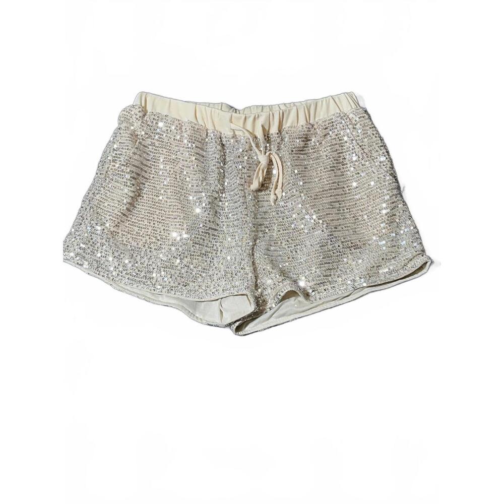 New Jess Lea Women's Sparkling Sequin Shorts - Size Medium with Drawstring